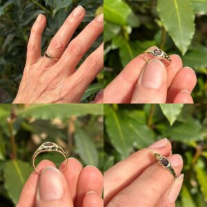 Organische ring met rookkwarts in geelgoud